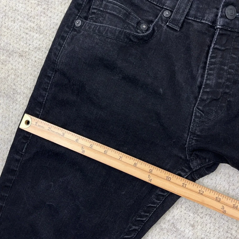 True Religion Jeans Men 34X32 Black Denim Geno Relaxed Slim Fit Black Wash Adult